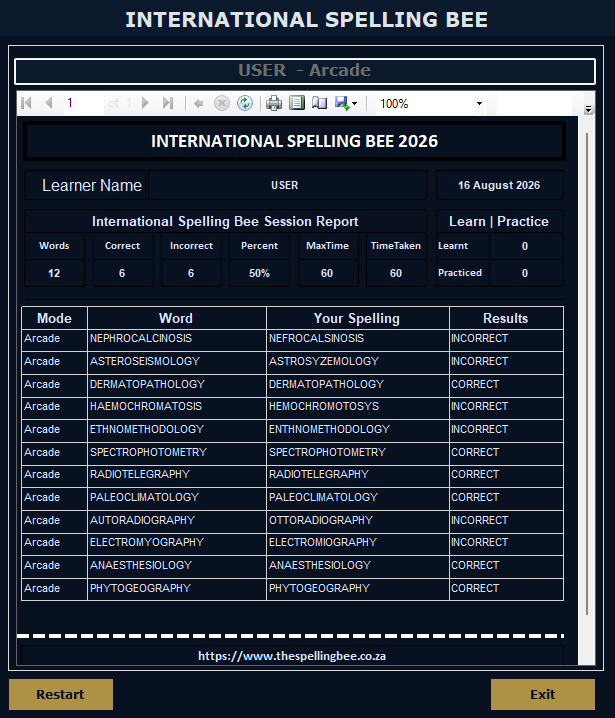 Session Report Screenshot